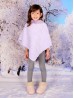 Kids Soft Faux Fur Poncho W/  Diagonal Pattern and Faux Fur Neckline (3-7 Years Old) 